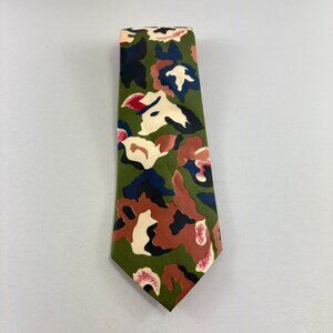 Antonio Calafatano Green Floral Men's Tie 3 1/2" x 54" Vintage